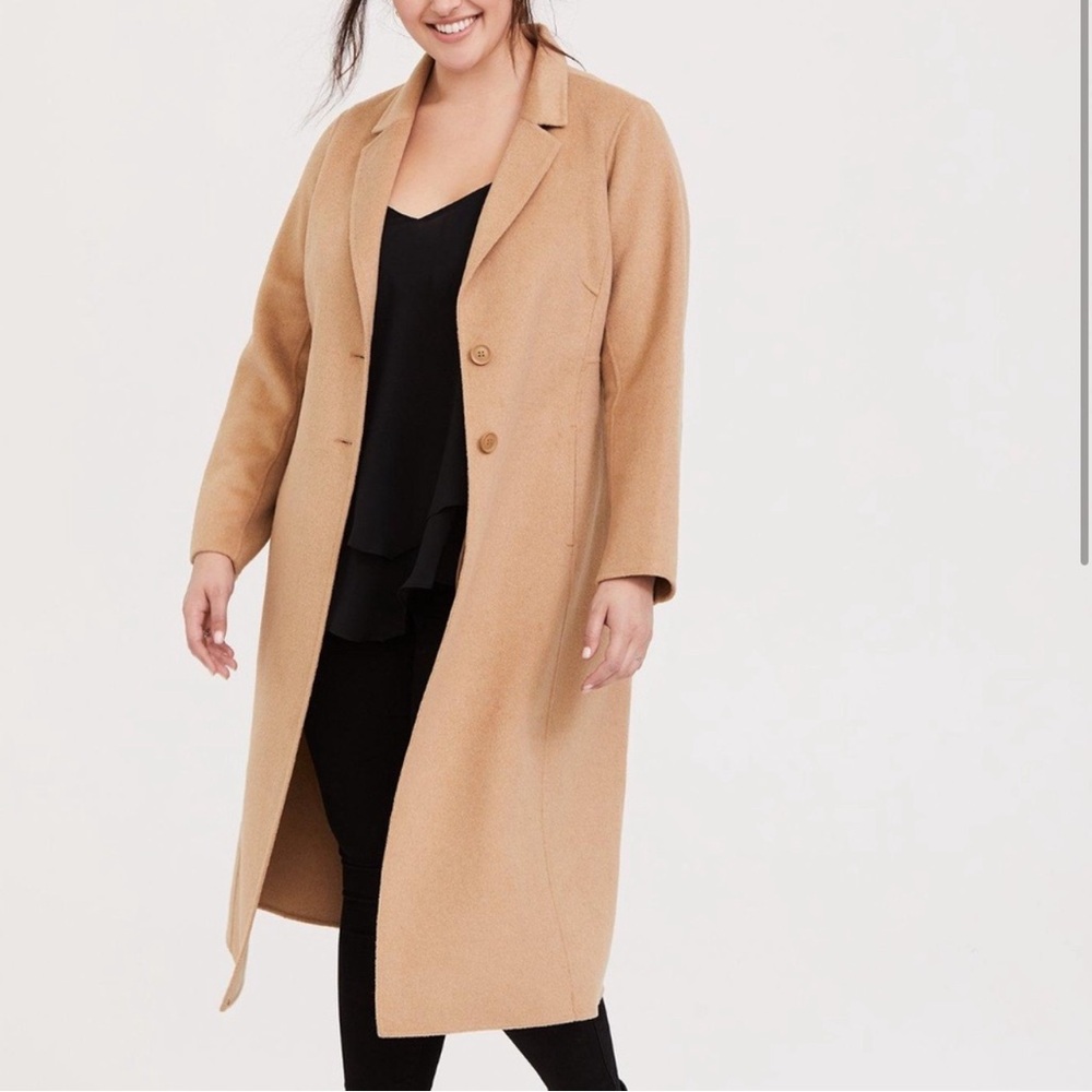 Like New Torrid Taupe Woolen Button Front Duster Coat